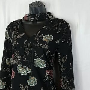 Gilli Choker‎ Black Vintage Floral Cut Out Flare Sleeve Mini Dress Size Medium